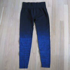 CodeFit Black and Blue Ombre Seamless 7/8 Length Legging L/XL